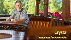  Presentation with hotel - Amazing PPT theme having morning coffee on a mountain backdrop and a tawny brown colored foreground