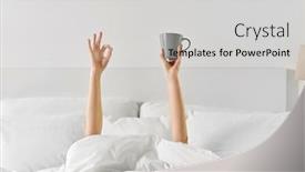  Presentation with coffee cup - Slide set enhanced with morning-comfort-and-people-concept background and a light gray colored foreground