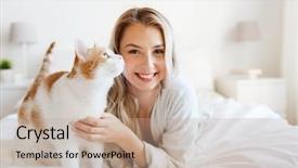  Presentation with pets - Colorful theme enhanced with morning comfort rest and people backdrop and a coral colored foreground