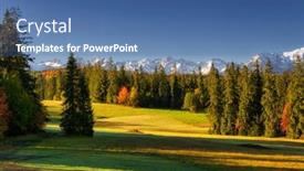  Presentation with autumn morning - Slide set with morning-dew-on-the-grass background and a ocean colored foreground