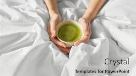  Presentation with matcha - Amazing presentation design having morning-drink-and-people-concept backdrop and a light gray colored foreground