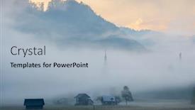  Presentation with river valley - PPT theme featuring morning-fog-in-river-valley background and a light blue colored foreground