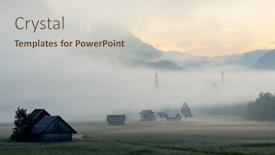  Presentation with river valley - Presentation design featuring morning-fog-in-river-valley background and a lemonade colored foreground