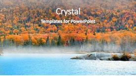  Presentation with autumn morning - PPT layouts with morning fog in rural vermont background and a violet colored foreground