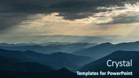  Presentation with morning sunrise - Beautiful presentation design featuring morning-fog-in-spring-mountains backdrop and a ocean colored foreground