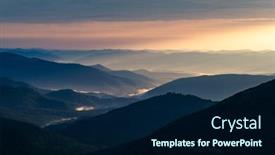 Presentation with morning sunrise - Beautiful presentation design featuring morning-fog-in-spring-mountains backdrop and a navy blue colored foreground