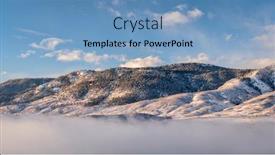  Presentation with snow mountain - PPT theme having morning-fog-over-mountain-lake background and a light blue colored foreground