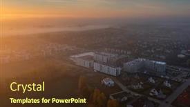  Presentation with forest morning - Slide set having morning-fog-over-the-forest background and a tawny brown colored foreground