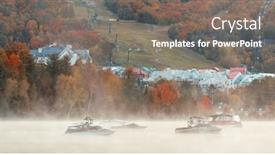  Presentation with foggy - Slides featuring morning-foggy-lake-in-mont background and a gray colored foreground