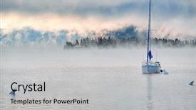  Presentation with misty - Presentation design enhanced with morning foggy misty landscape background and a light gray colored foreground