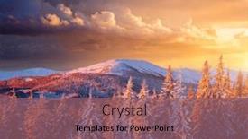  Presentation with forest morning - Amazing PPT theme having morning-frosty-landscape-and-snowy backdrop and a violet colored foreground