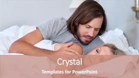  Presentation with gentle - Slide set with morning gentle waking time woman man husband and wife routine background and a coral colored foreground