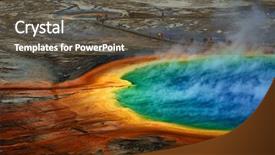  Presentation with yellowstone - Presentation design enhanced with midway - grand prismatic pool at yellowstone background and a tawny brown colored foreground
