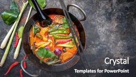  Presentation with curry - Presentation theme enhanced with vegetables as top view background and a dark gray colored foreground