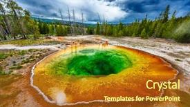  Presentation with wyoming - Colorful presentation design enhanced with morning glory pool from above backdrop and a tawny brown colored foreground