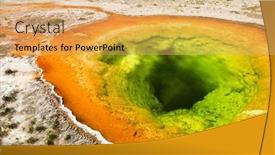  Presentation with yellowstone - Theme enhanced with morning-glory-pool-from-above background and a yellow colored foreground