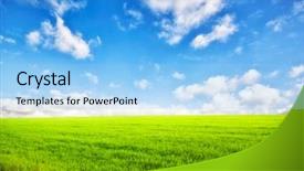  Presentation with green morning - Slide deck with morning green field with blue background and a light blue colored foreground