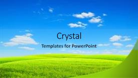  Presentation with green morning - Cool new PPT theme with morning green field with blue backdrop and a light blue colored foreground