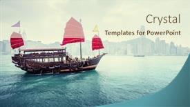 Presentation with hong kong china - PPT theme having morning-hong-kong-harbour-china background and a cream colored foreground