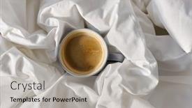  Presentation with coffee cup - Cool new PPT theme with morning-hygge-and-drink-concept backdrop and a light gray colored foreground