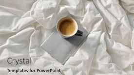  Presentation with coffee book - Amazing presentation theme having morning-hygge-and-drink-concept backdrop and a light gray colored foreground