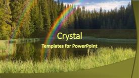 Presentation with forest morning - PPT theme featuring morning landscape with forest lake and rainbow background and a tawny brown colored foreground