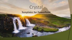  Presentation with sun - PPT theme featuring morning-landscape-with-rising-sun background and a coral colored foreground