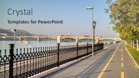  Presentation with sky blue - PPT theme consisting of morning-landscape-with-view background and a light blue colored foreground