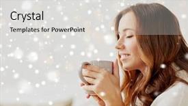  Presentation with tea coffee - Amazing PPT theme having morning leisure christmas winter backdrop and a light gray colored foreground
