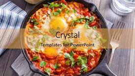  Presentation with frame of healthy spicy food - Beautiful slide deck featuring morning lunch - tasty and healthy shakshuka backdrop and a yellow colored foreground