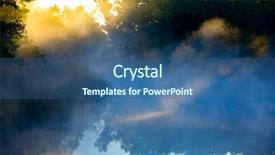  Presentation with summer time - PPT theme with morning mist over river background and a ocean colored foreground