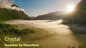  Presentation with beautiful nature - Audience pleasing presentation consisting of morning-mist-over-the-valley backdrop and a tawny brown colored foreground