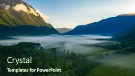  Presentation with beautiful nature - Slide deck featuring morning-mist-over-the-valley background and a tawny brown colored foreground