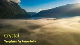  Presentation with beautiful nature - Cool new theme with morning-mist-over-the-valley backdrop and a tawny brown colored foreground