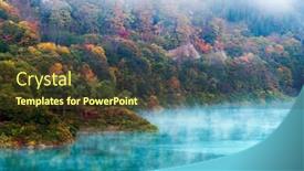  Presentation with fall morning - Beautiful PPT layouts featuring morning-mist-with-autumn-fall backdrop and a tawny brown colored foreground