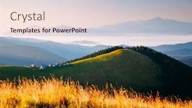  Presentation with summer sun - Theme featuring morning-mountain-meadows-illuminated background and a lemonade colored foreground