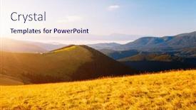  Presentation with earth day - Presentation having morning-mountain-meadows-illuminated background and a sky blue colored foreground