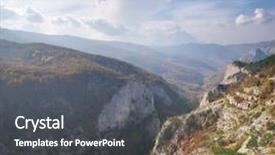  Presentation with autumn morning - Slide deck consisting of morning mountain view with sunbeam background and a dark gray colored foreground