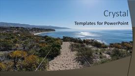  Presentation with hiking - Audience pleasing slide deck consisting of morning-ocean-view-hiking-trail backdrop and a light blue colored foreground