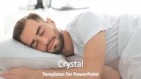  Presentation with good morning couple bed - Presentation design featuring morning of handsome man sleeping background and a coral colored foreground