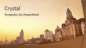  Presentation with shanghai - Slide deck having morning of shanghai bund background and a lemonade colored foreground