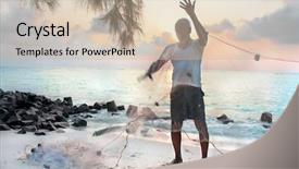  Presentation with rural india - Beautiful presentation theme featuring morning on tropical beach india backdrop and a soft green colored foreground