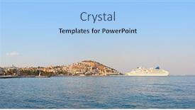  Presentation with turkey - Presentation theme featuring morning-panorama-of-kusadasi-turkey background and a light blue colored foreground