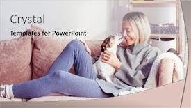  Presentation with relaxation - Slide deck enhanced with morning-relaxation-smiling-middle-aged background and a light gray colored foreground