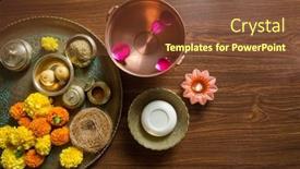  Presentation with festival diwali - PPT theme enhanced with morning-rituals-with-bath-during background and a tawny brown colored foreground