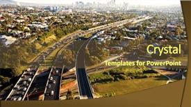  Presentation with rush hour - Beautiful presentation theme featuring morning rush hour from above backdrop and a tawny brown colored foreground