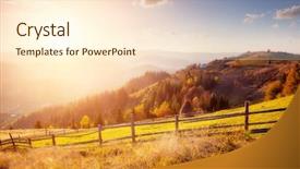  Presentation with multicolored autumn leaves orange yellow red - Cool new presentation with morning scene red and yellow backdrop and a cream colored foreground