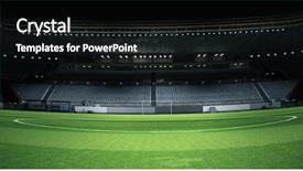  Presentation with football field or soccer field - Amazing PPT theme having foggy soccer field mixed media backdrop and a  colored foreground