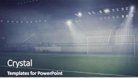  Presentation with football field or soccer field - PPT theme enhanced with foggy soccer field mixed media background and a  colored foreground