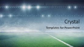  Presentation with soccer field - Presentation having foggy soccer field mixed media background and a light blue colored foreground